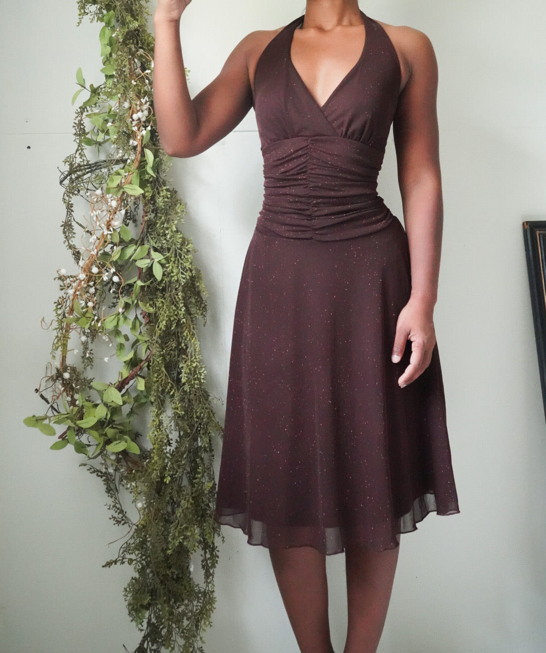 brown-glitter-halter-dress-image