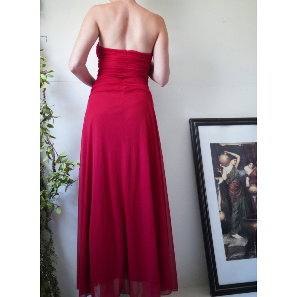 bunch neck gown with a beaded flower