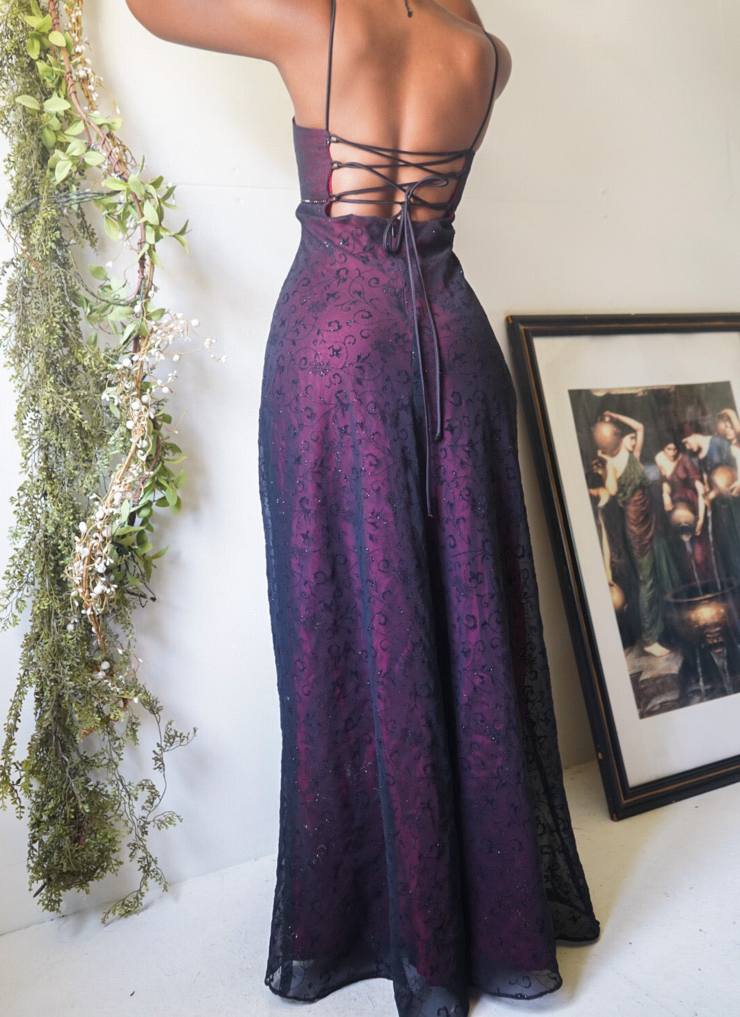 Red and Black Layered Gown