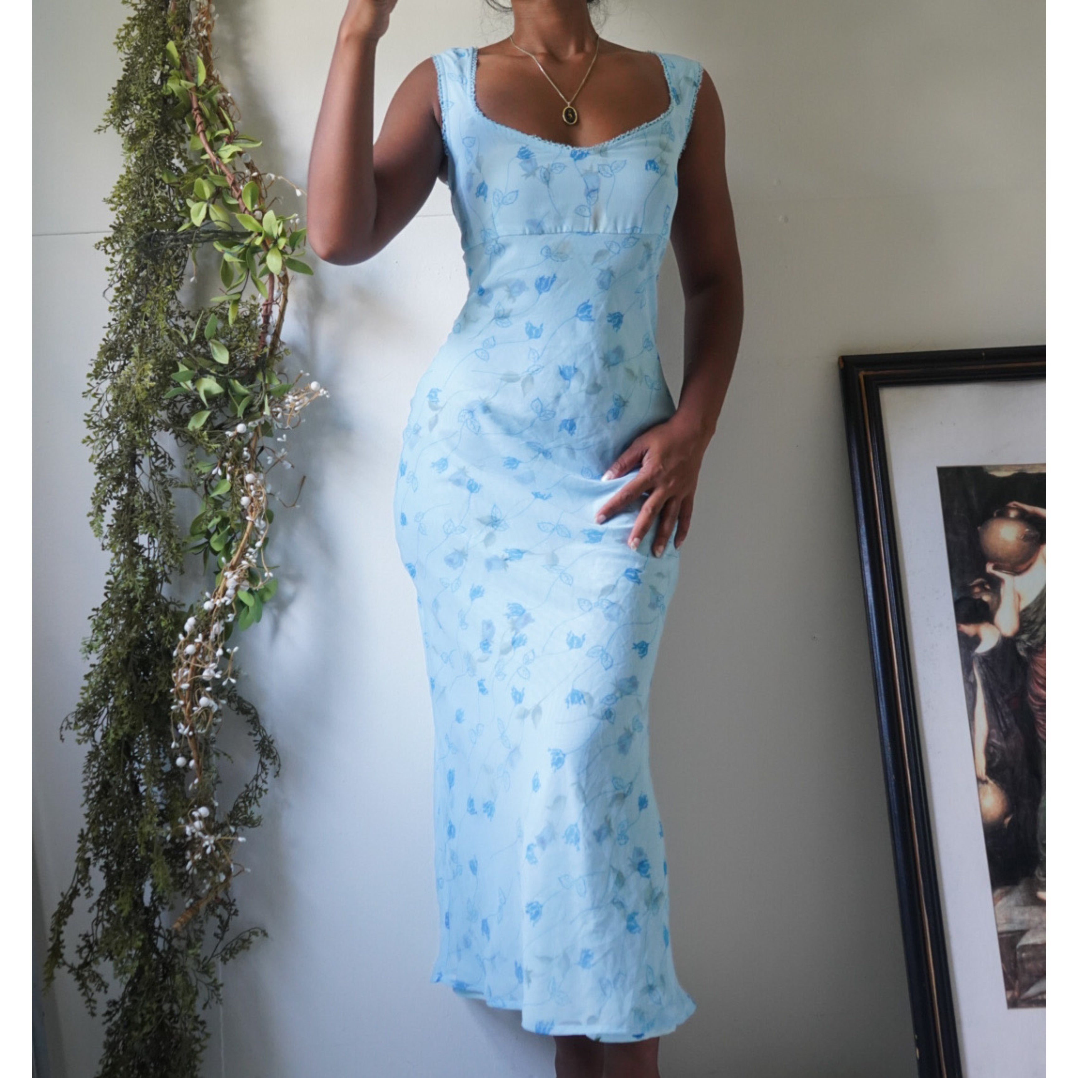 Romantic Blue Rosebud Dress