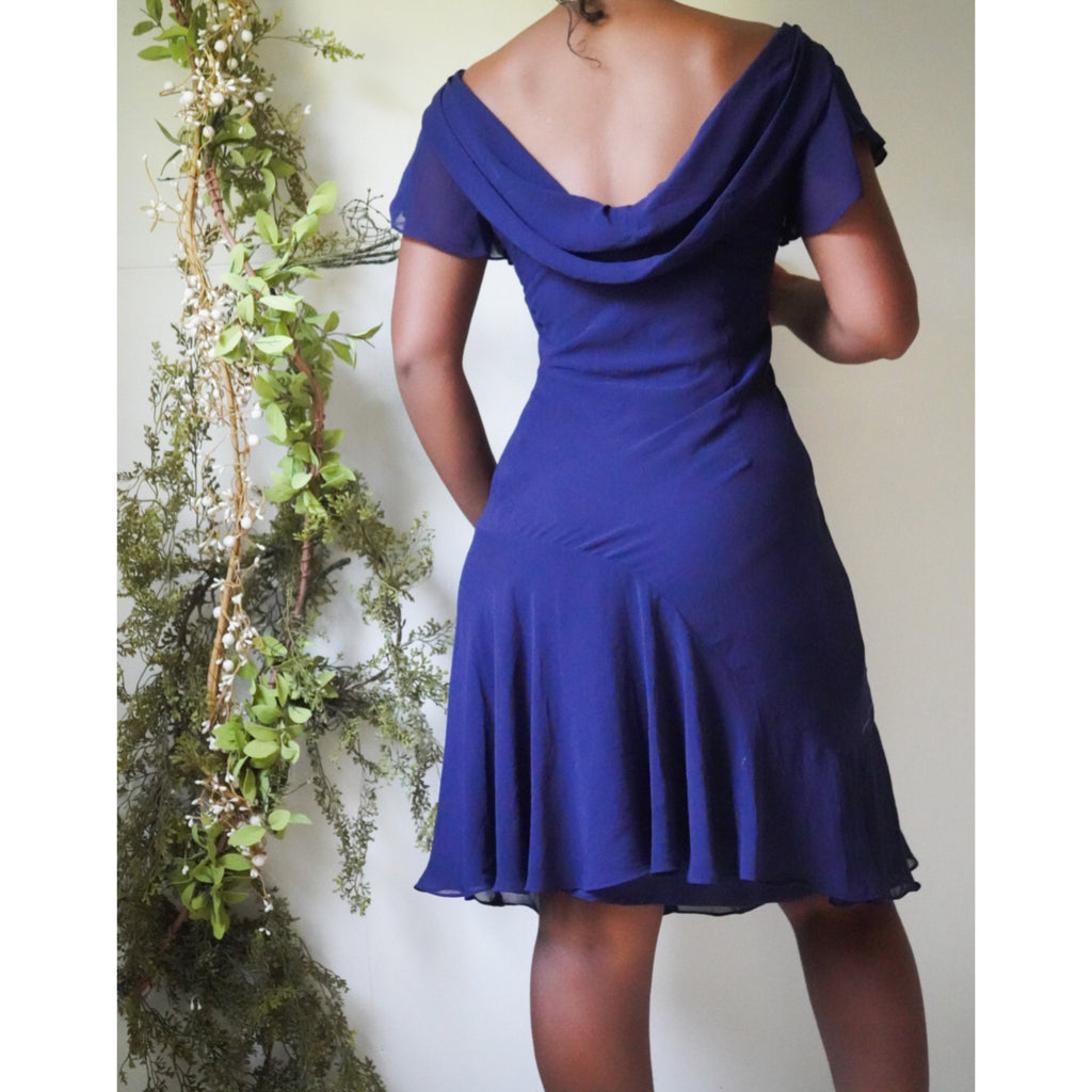 Navy Blue Beaded Detail Dress