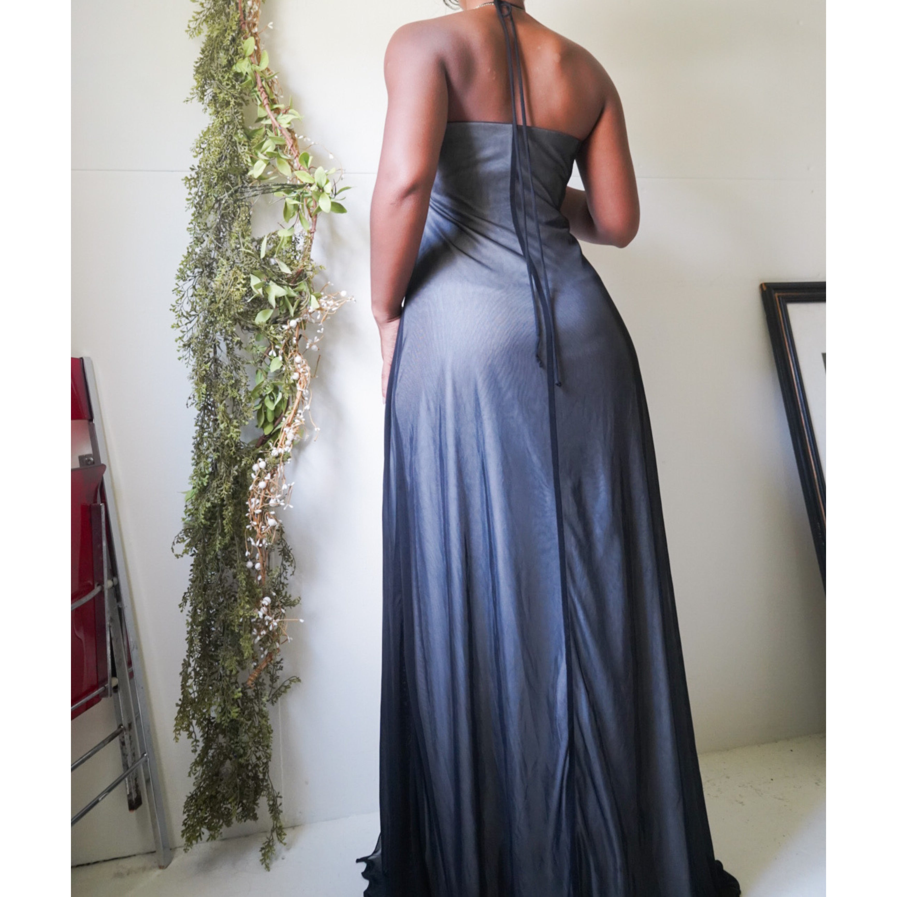 Monochrome Split Front Gown
