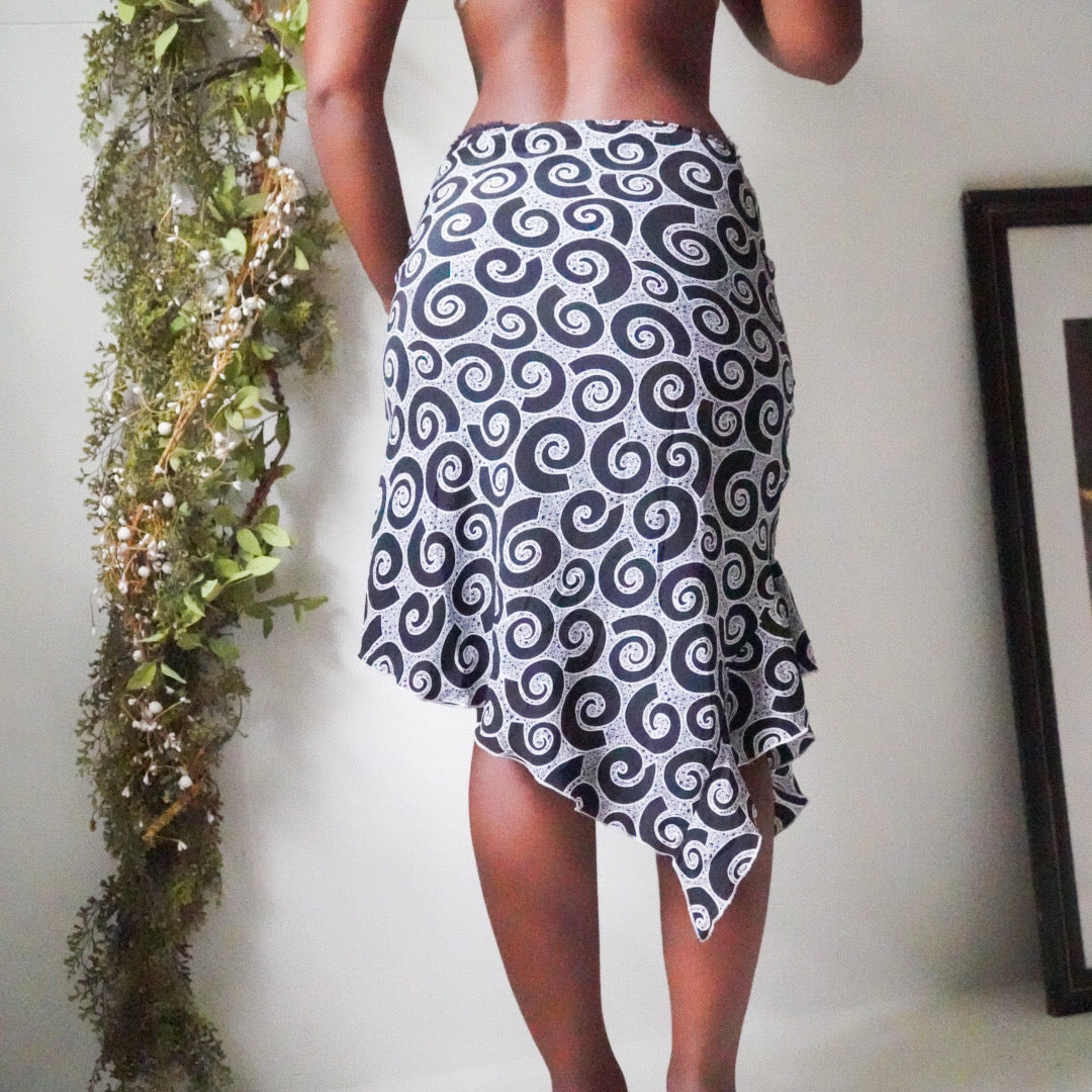 Abstract Monochrome Slip Skirt