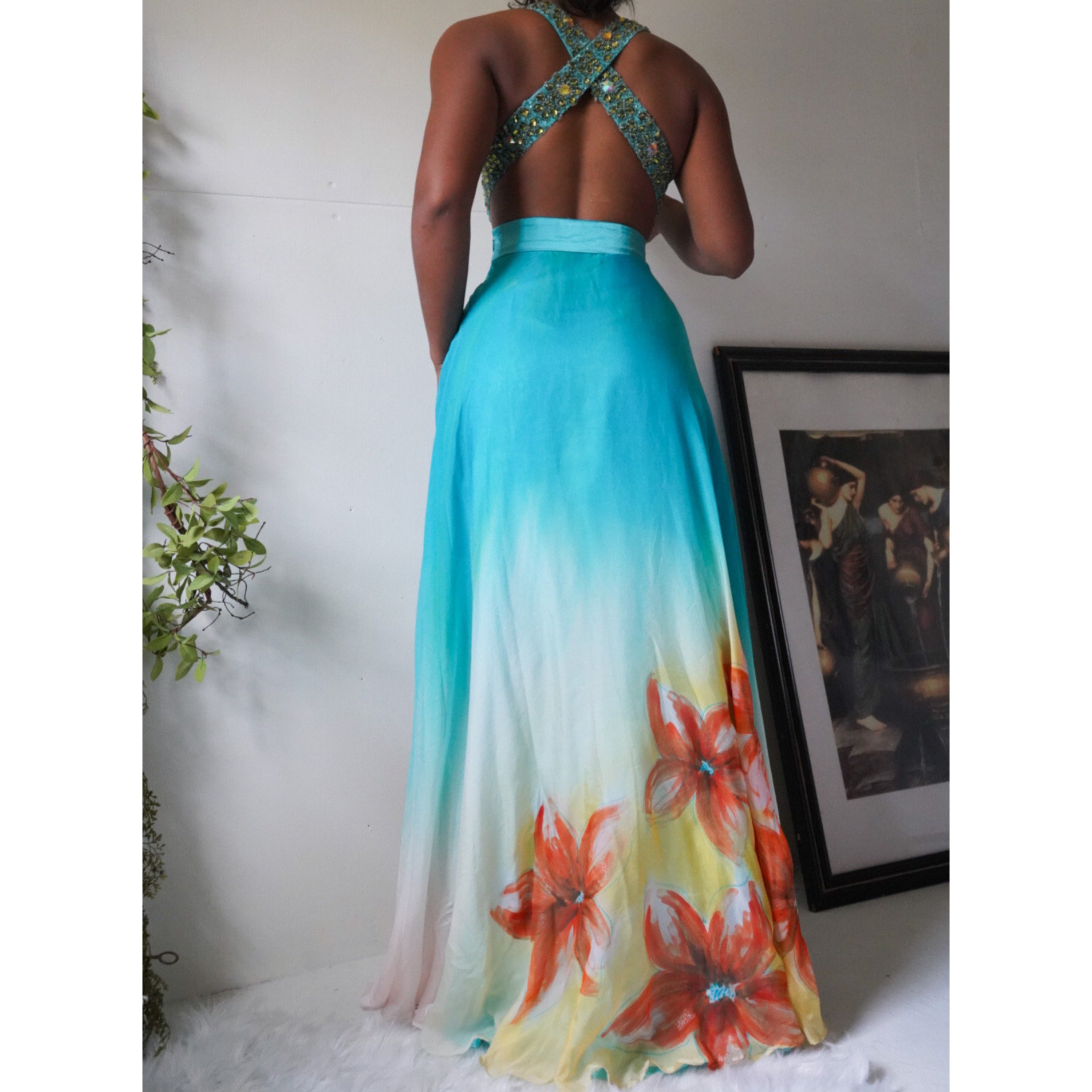 Watercolor Floral Fairy Gown
