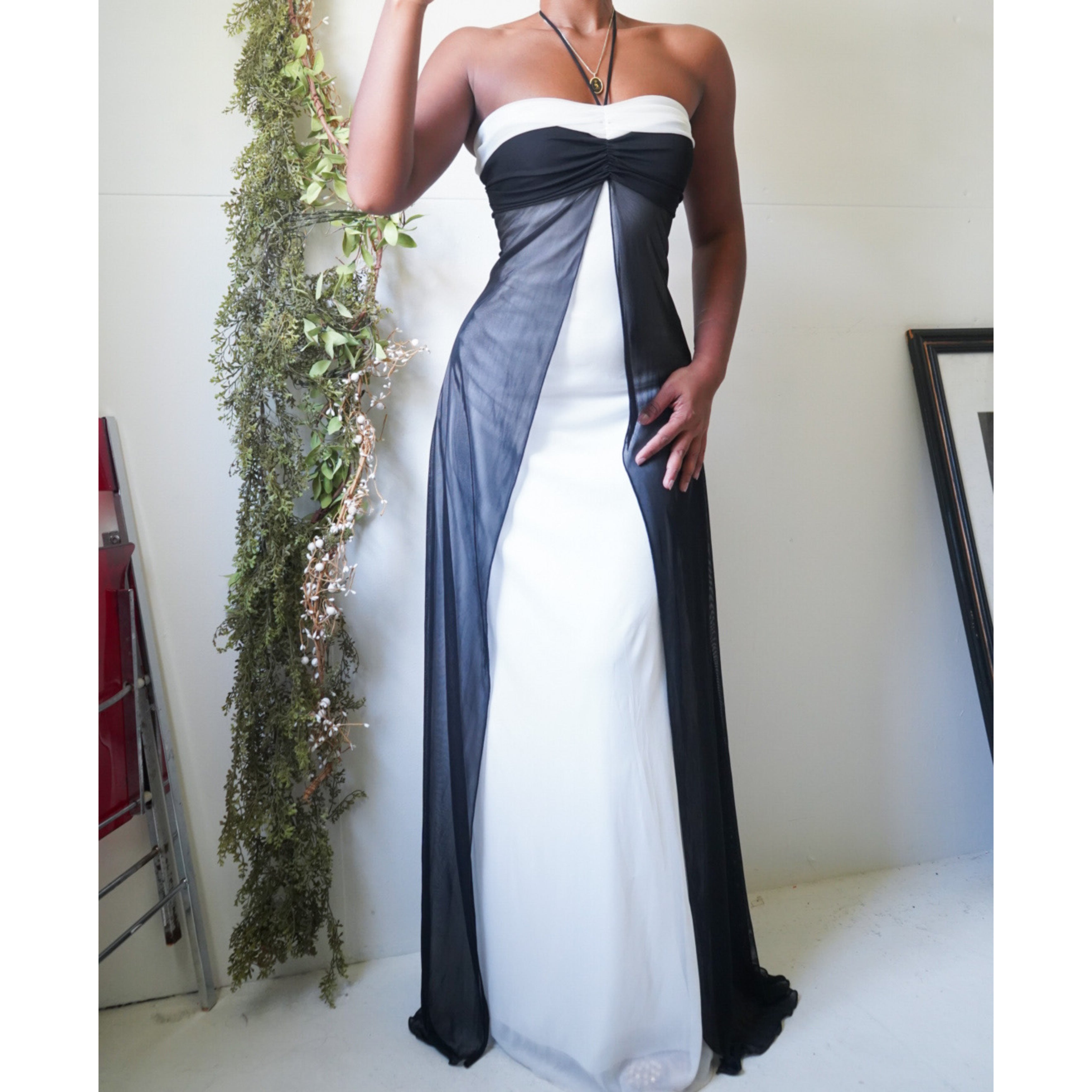 Monochrome Split Front Gown