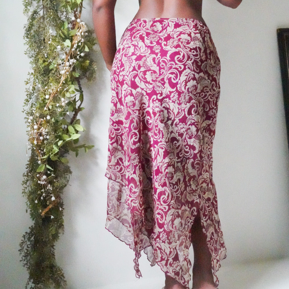 Wine and Tan Paisley Skirt