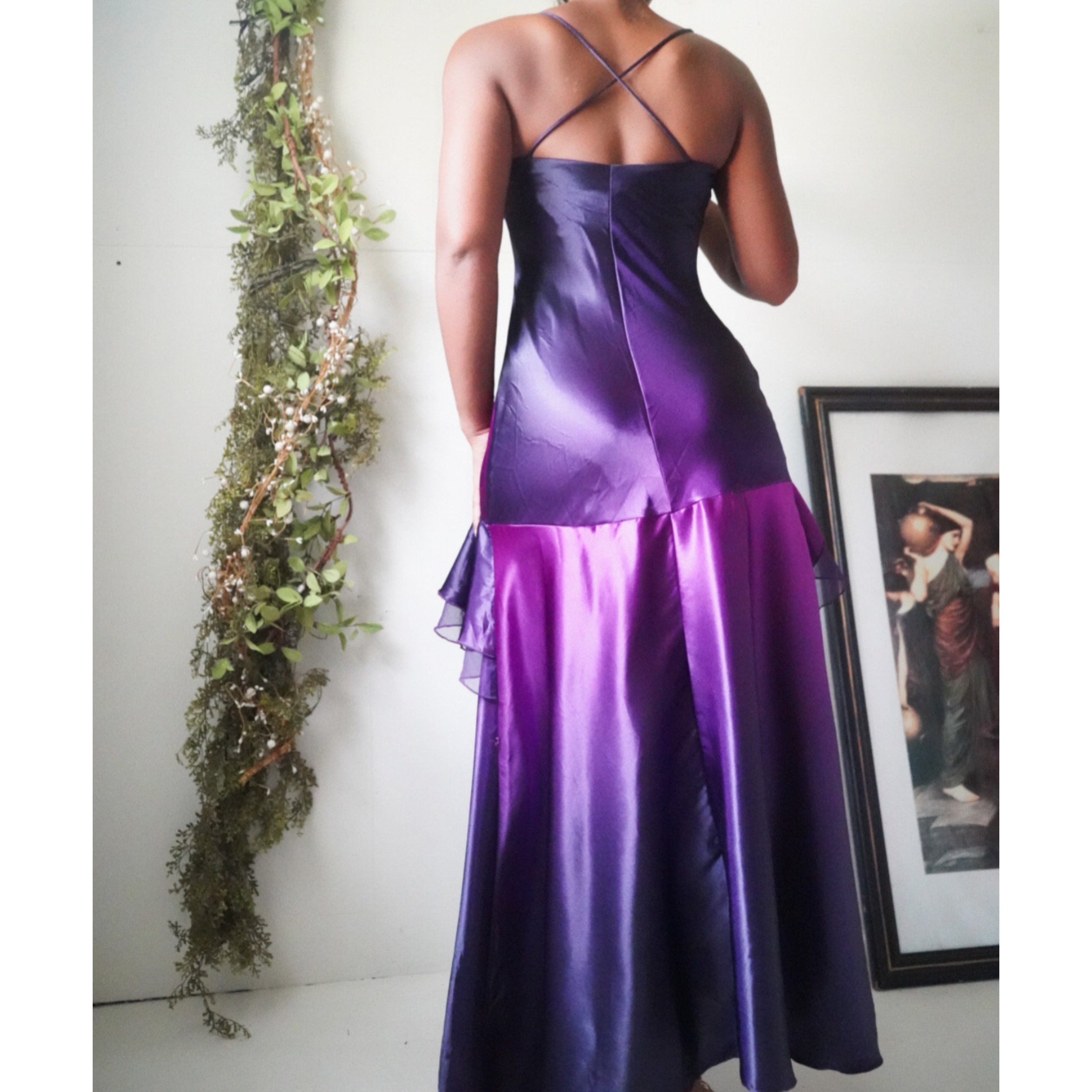 Gradient Purple Satin Whimsigoth Formal Dress