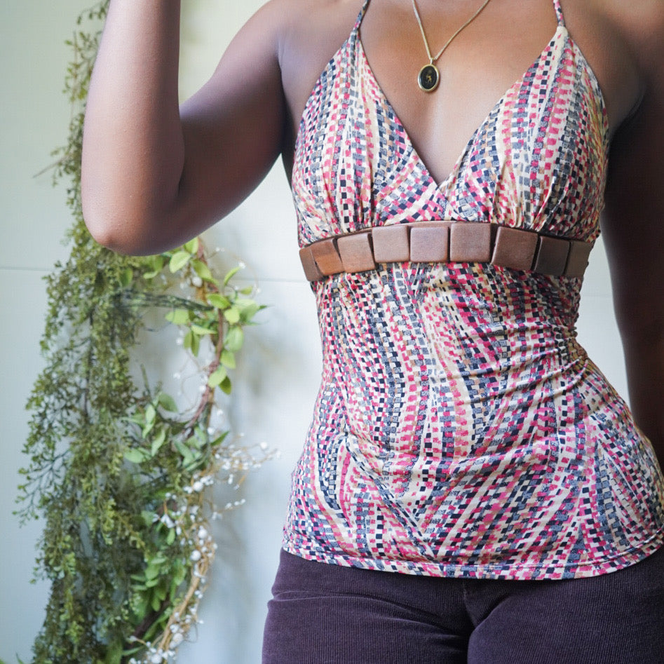 Abstract Boho Halter Top