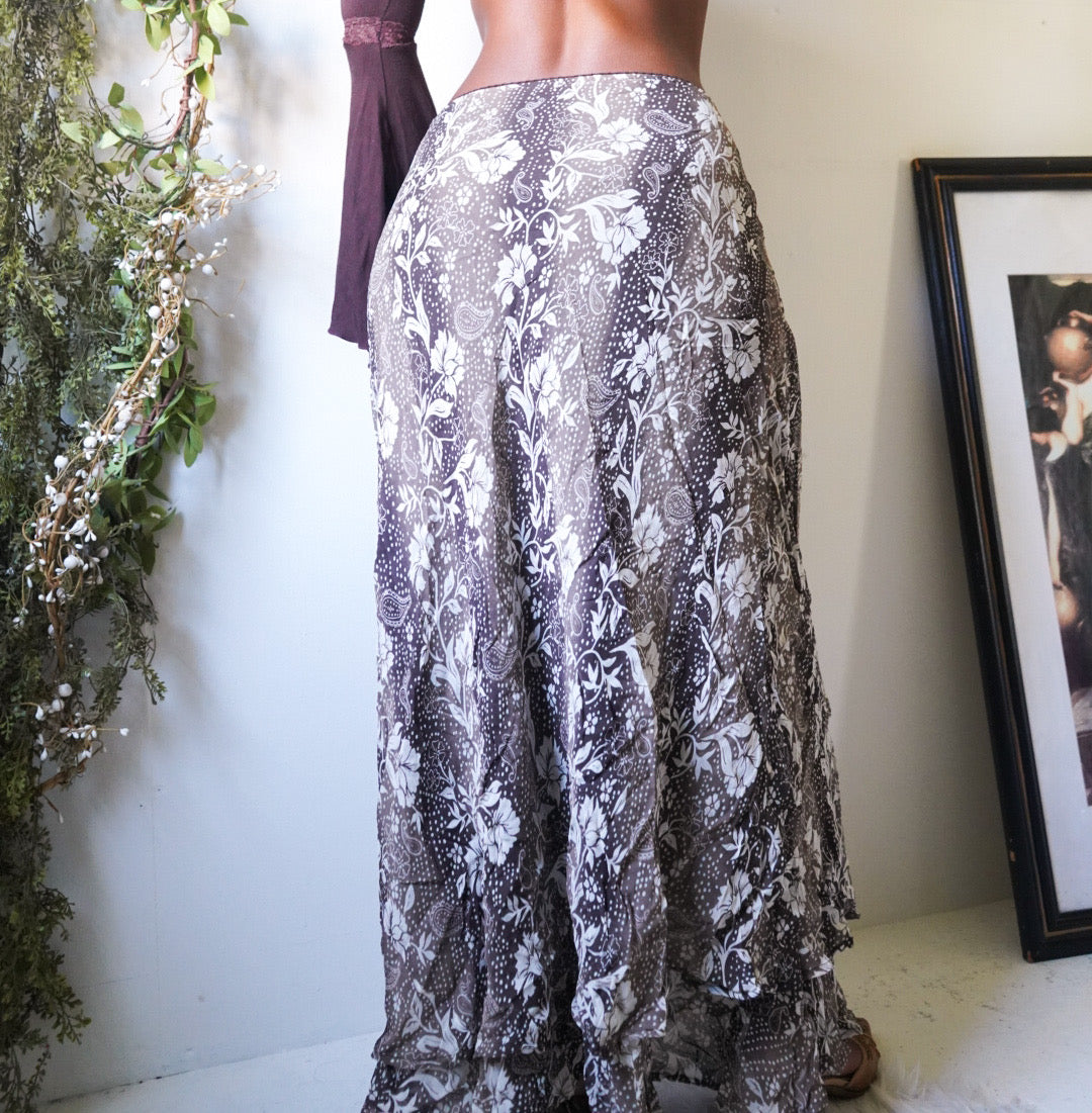 Boho Abstract Floral Maxi Skirt