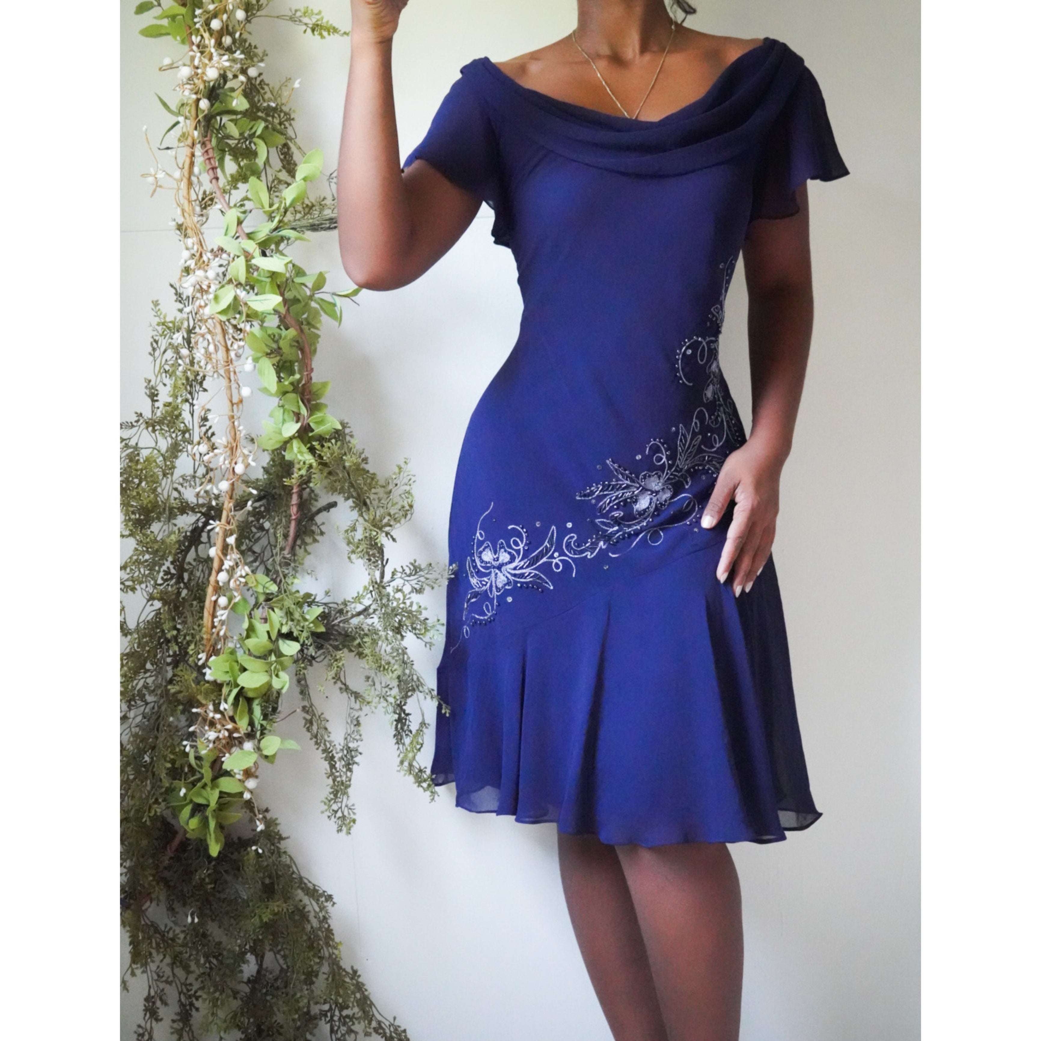 navy-blue-beaded-detail-dress-image