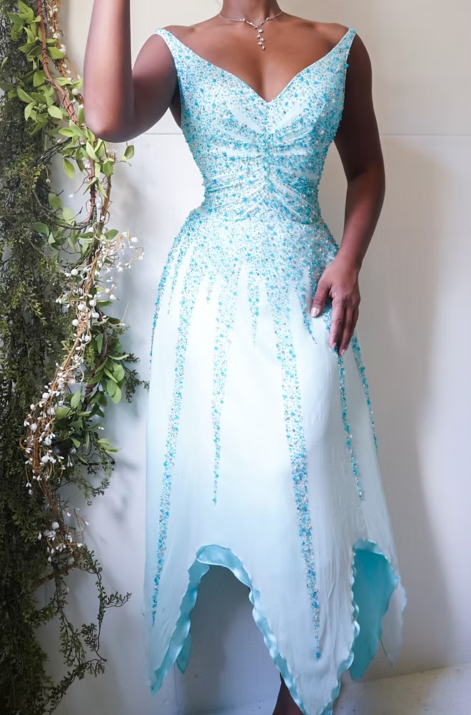 Vintage Y2K Butterfly Beaded Silk Fairy Dress