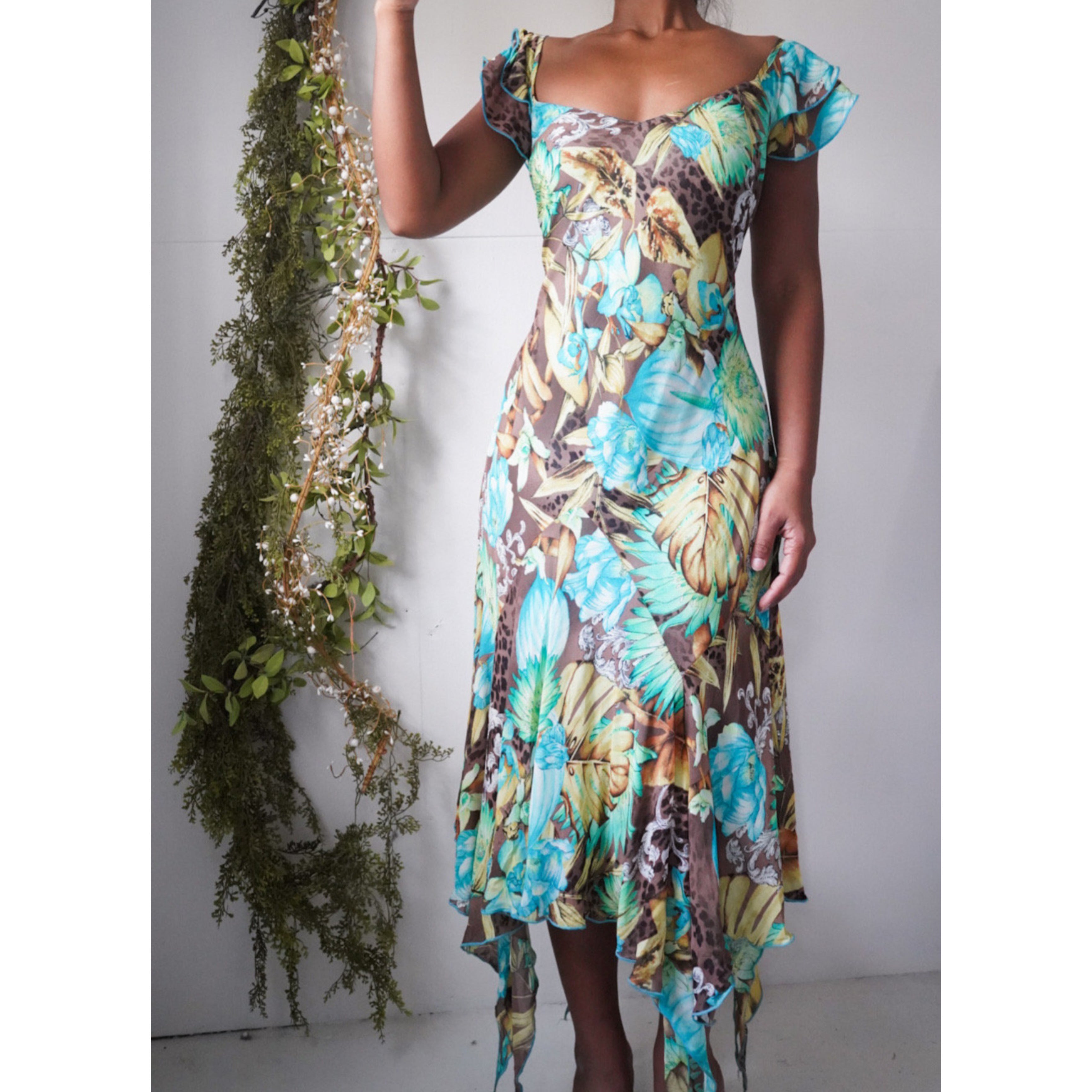 Abstract Animal Floral Print Boho Fairy Dress