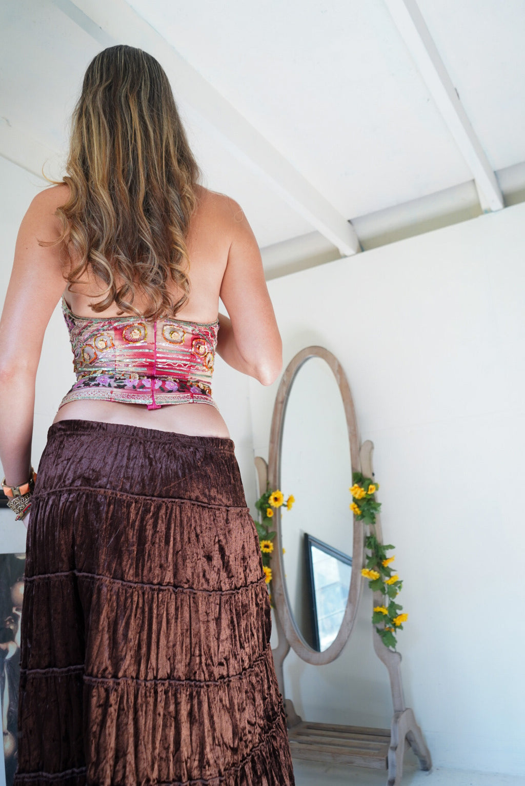 Rare silk beaded halter top