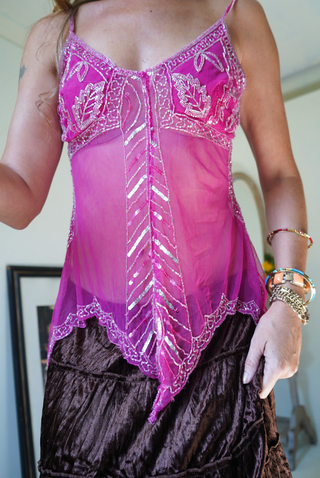 Beaded mesh fairy top