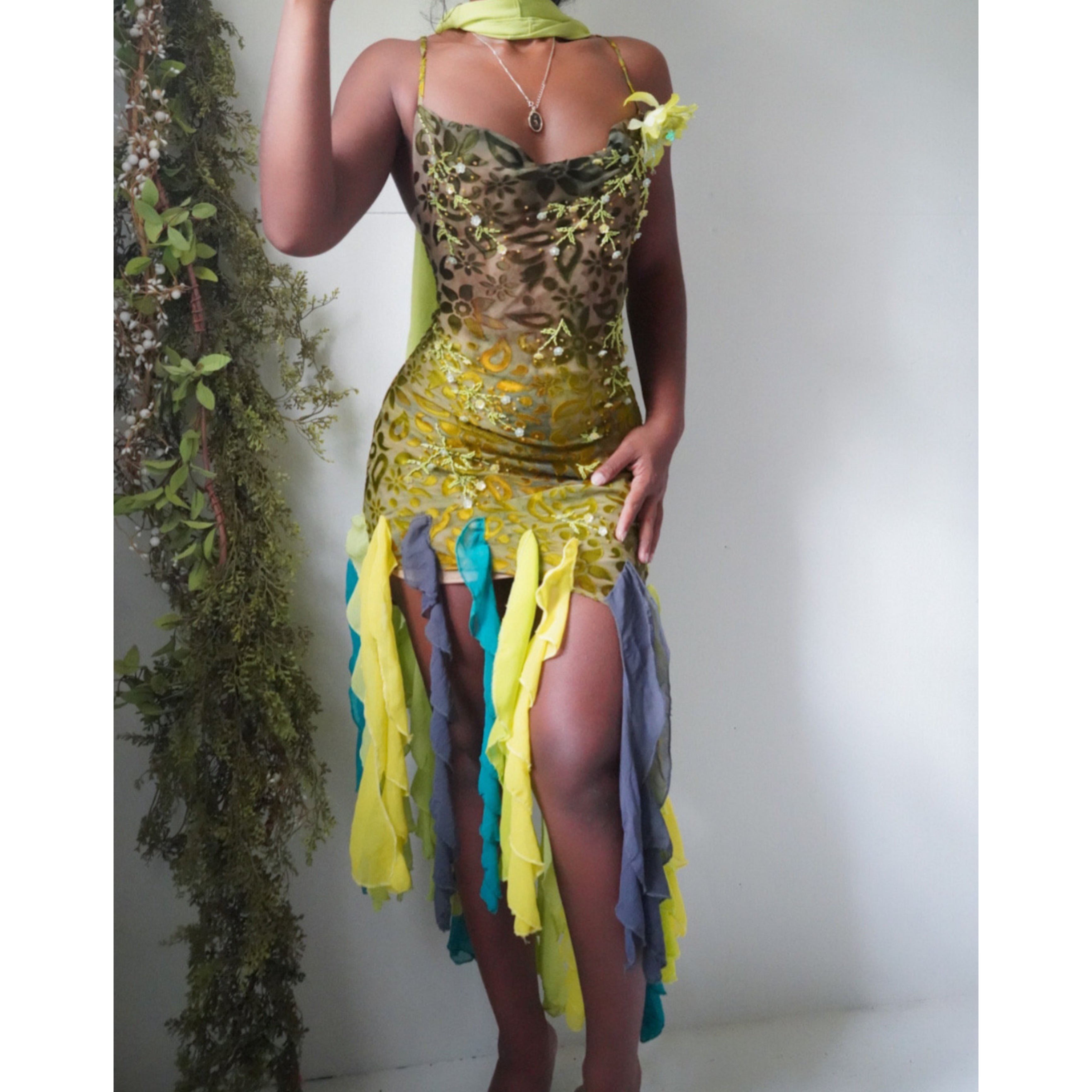 Beaded Bright Forest Fairy Dress