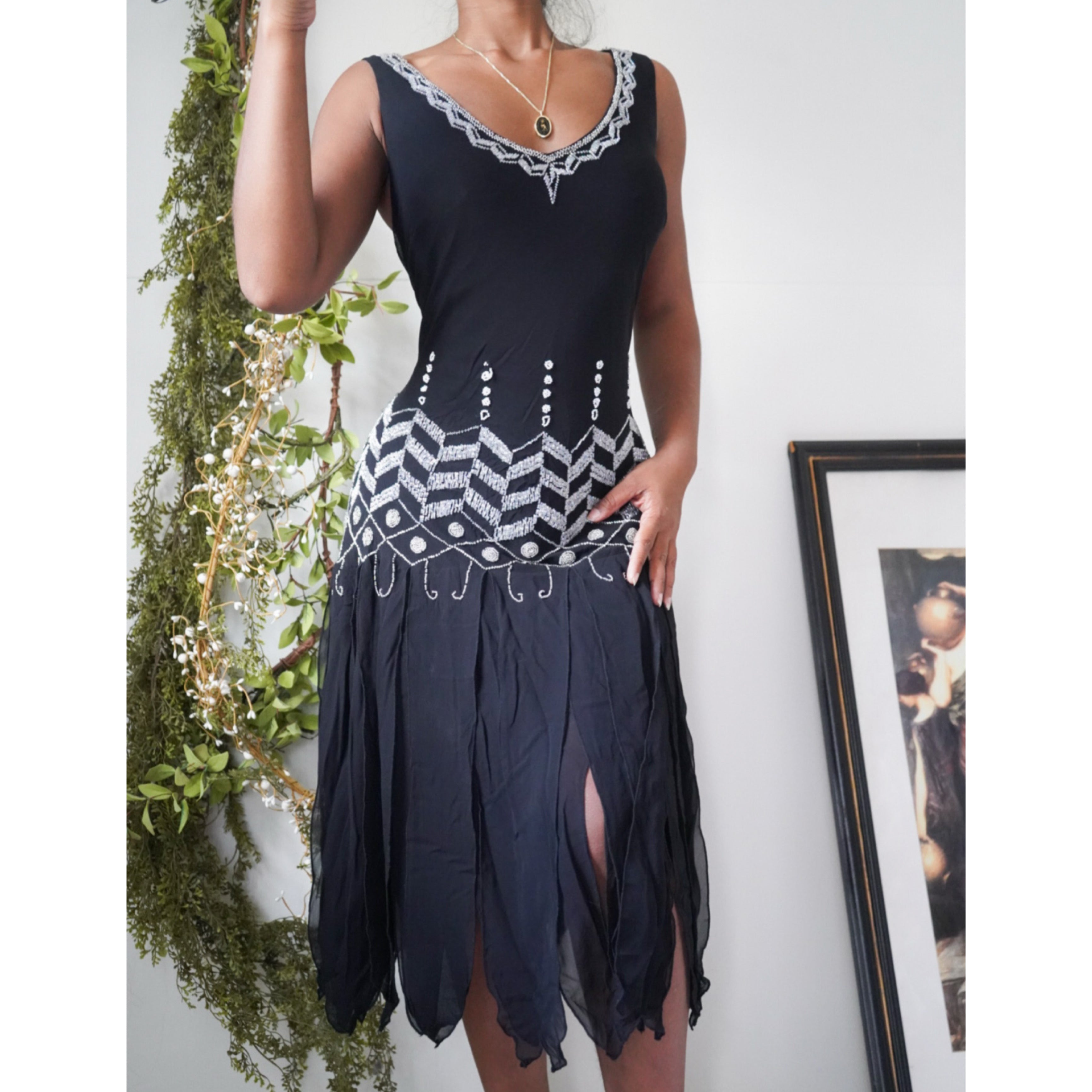 beaded-silk-black-midi-dress-image