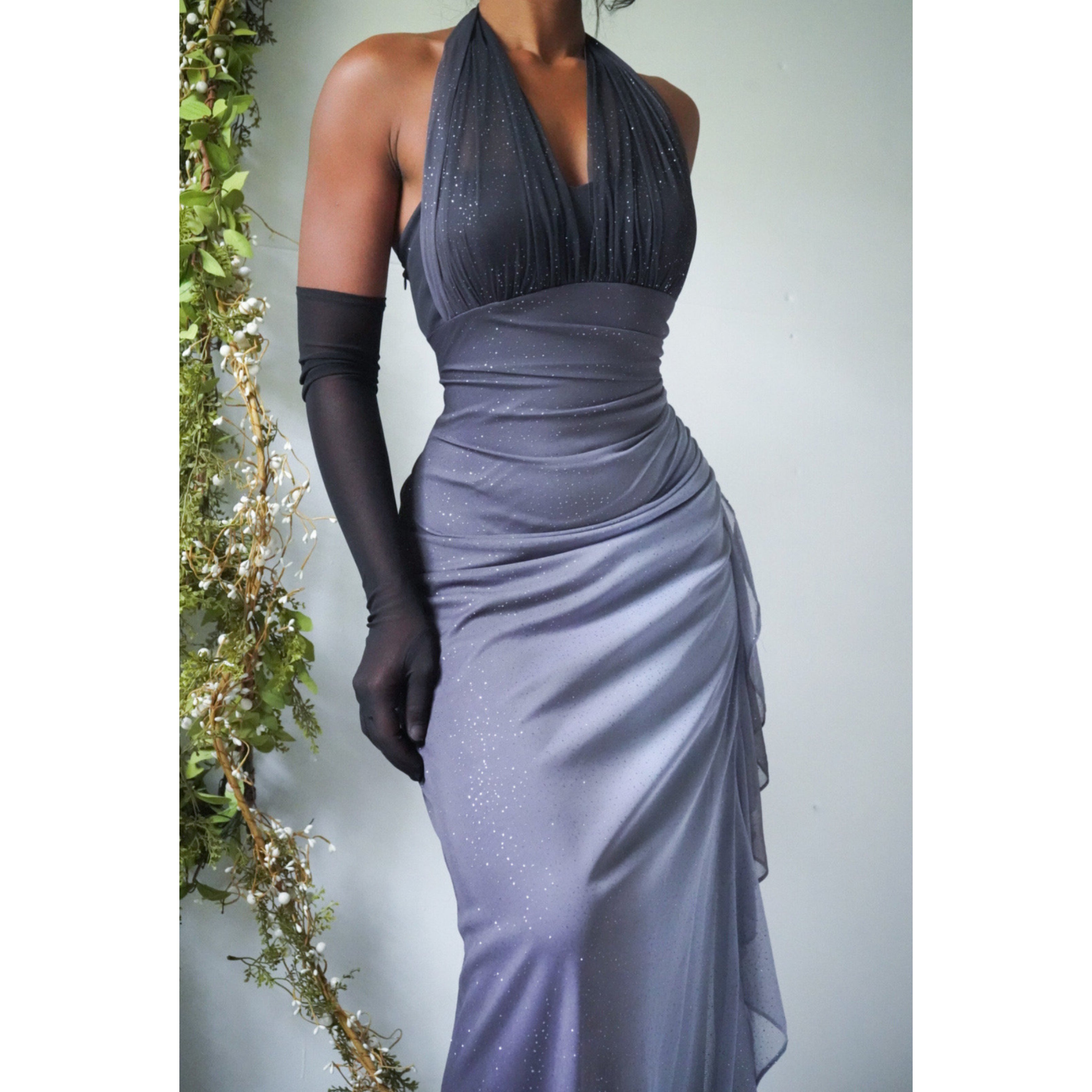 Gray Gradient Glitter Gown