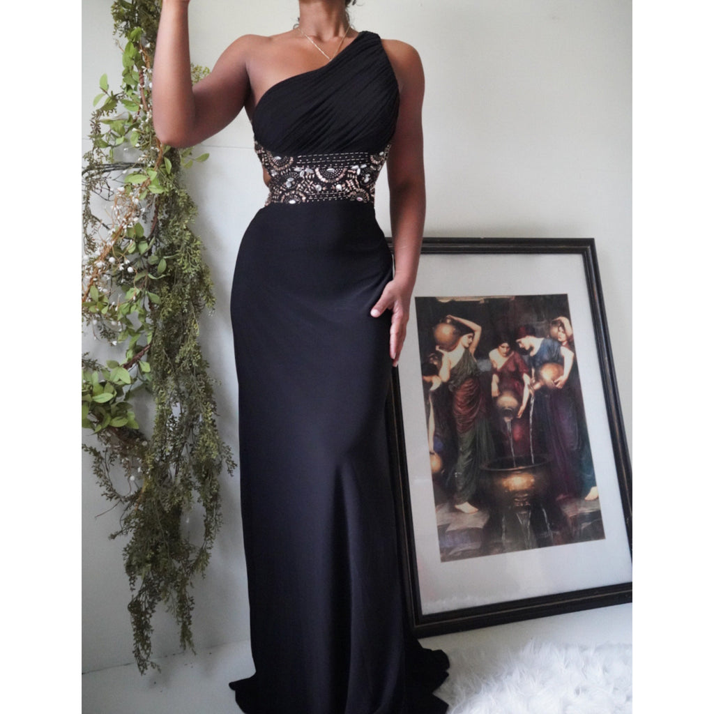 Backless One Shoulder Gown