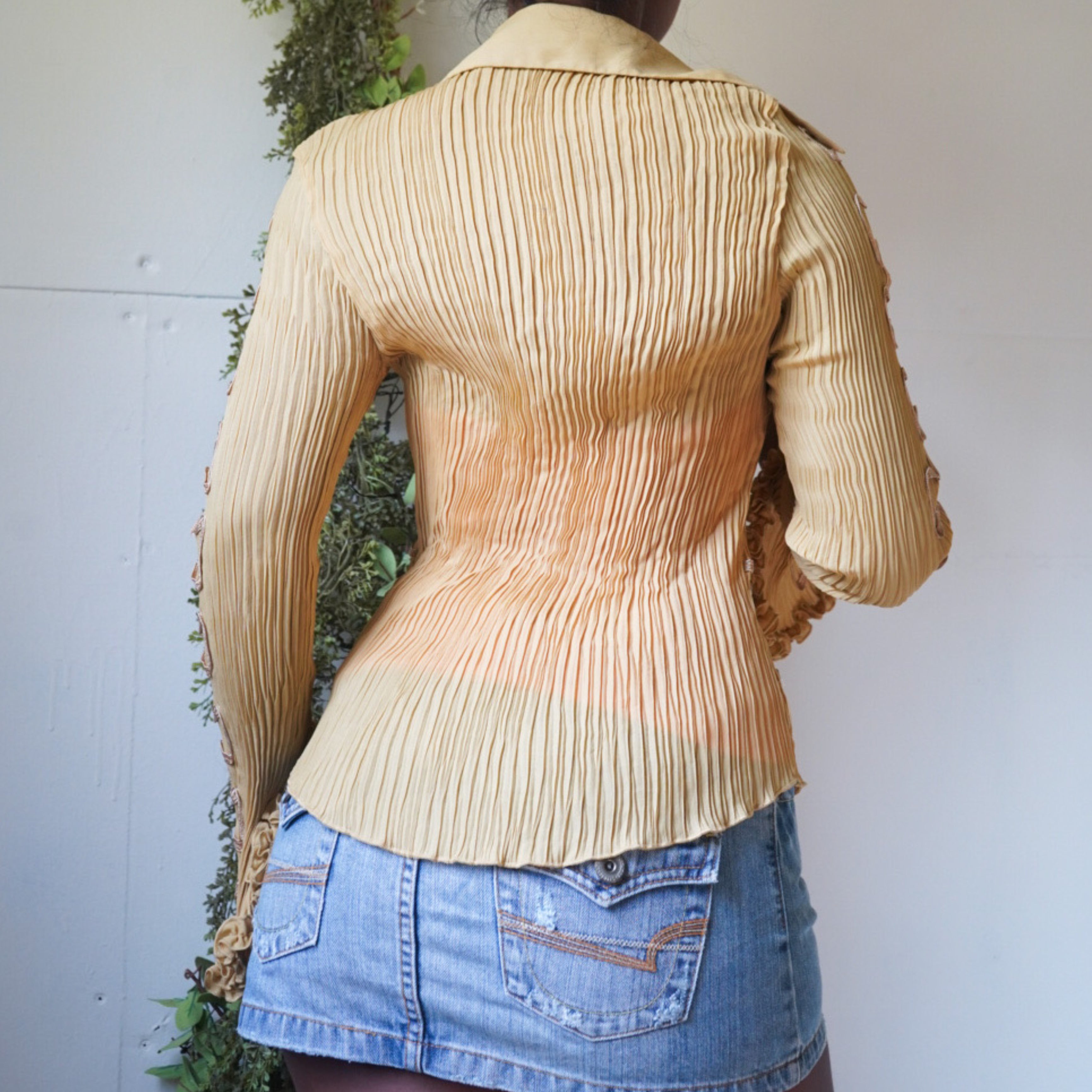 Camel Accordion Pleat Button Down