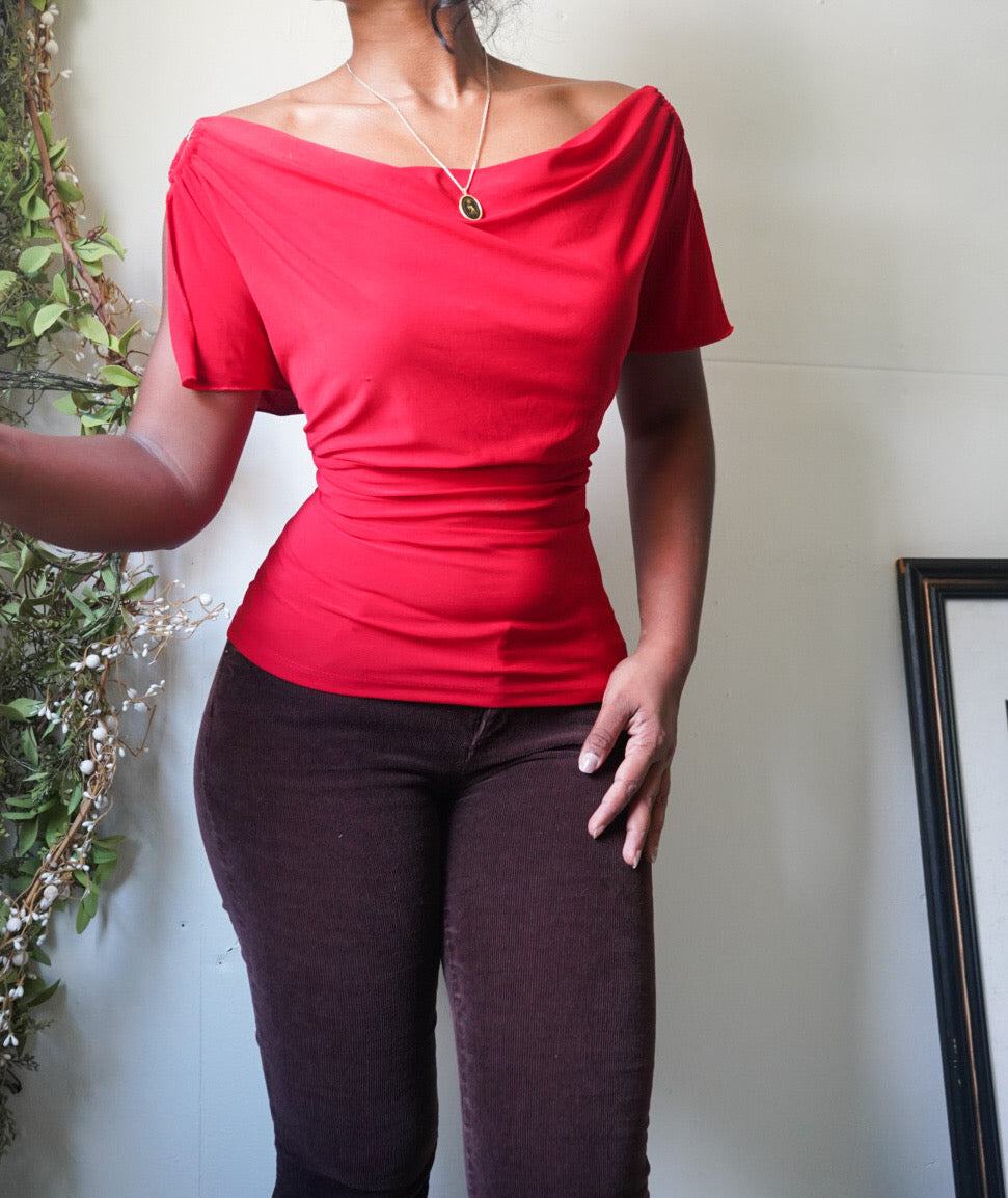 Red Off The Shoulder Top