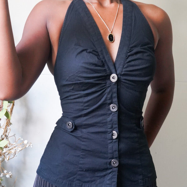 Black Halter Vest Top