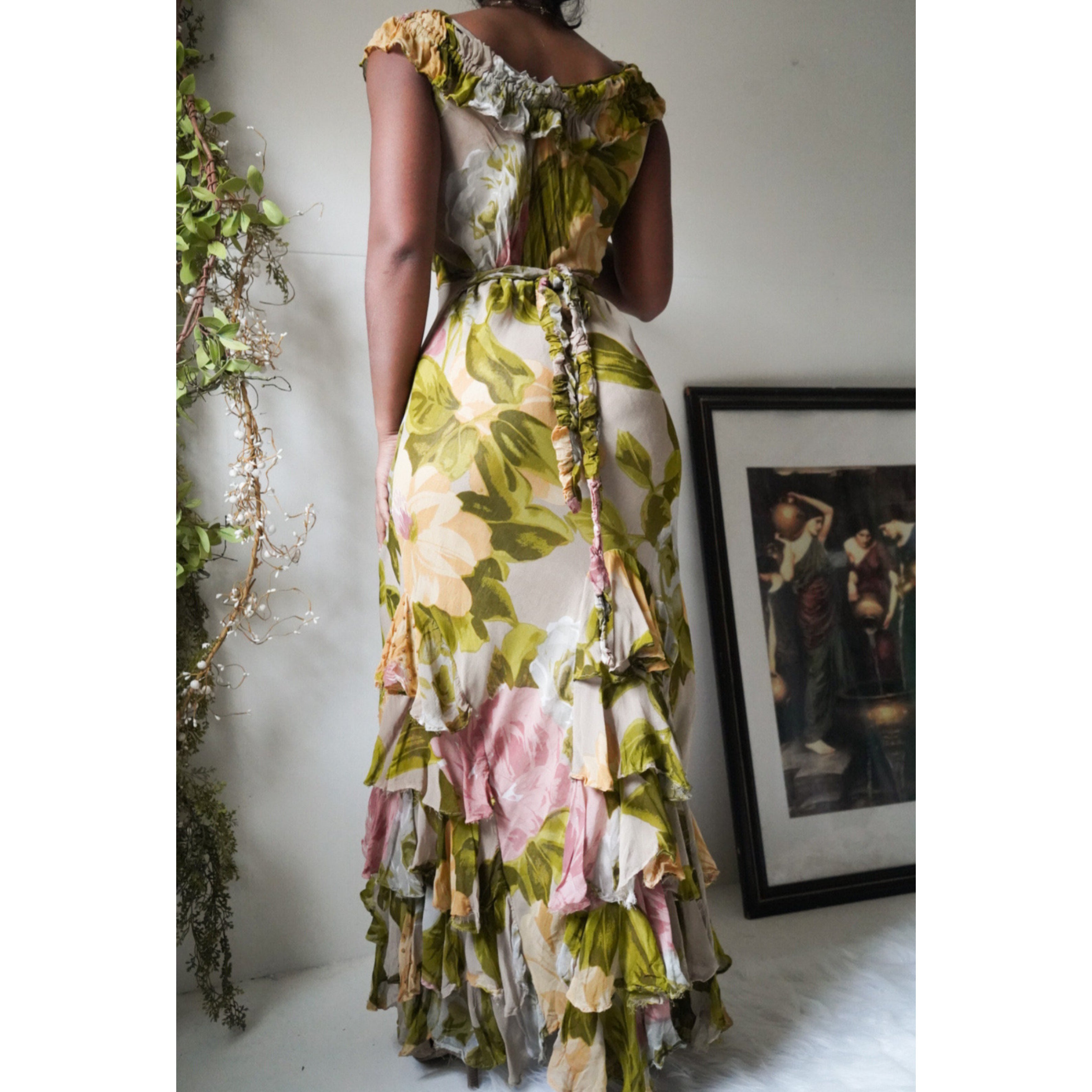 90’s Ehtereal Garden Floral Full Length Dress