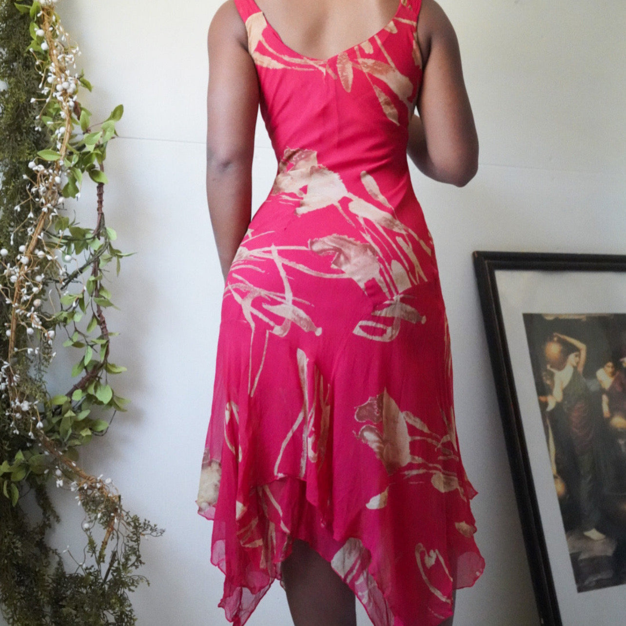 Bright Red Silk Slip Dress
