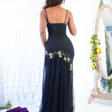 Vintage Y2K Black Silk Formal Dress (S)
