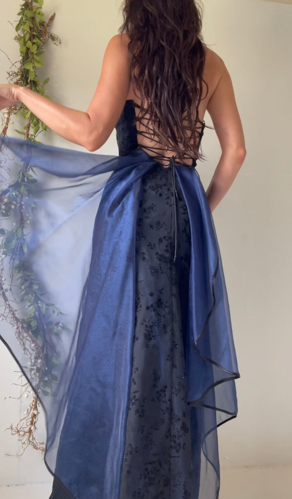 Vintage 90's lace up layered gown