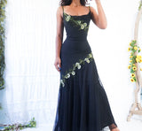 Vintage Y2K Black Silk Formal Dress (S)