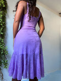 Y2K Lilac Glitter Floral Mid Length Dress (S)