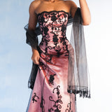 Vintage 90’s Pink/Black Layered Beaded Gown (S-M)