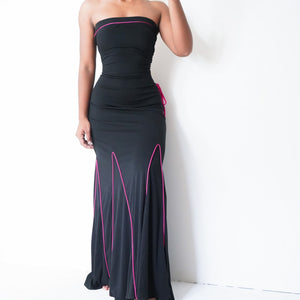 Vintage 90’s Black Gown with Pink Details (XS-S)