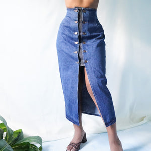 Vintage 80’s Ultra High Waisted Denim Skirt (M)