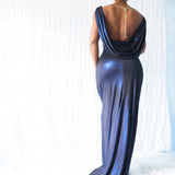 Vintage Y2K Jewel Detail Wet Look Gown (M-L)