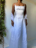 Vintage 90’s White Rosette Bust Gown (S/M)