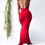 Vintage 90’s Cherry Red Glitter Gown (S)
