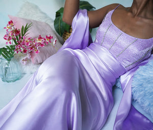 Vintage 90’s Lavender Satin Formal Gown (S)