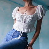 Handmade made top from a vintage bedsheet.