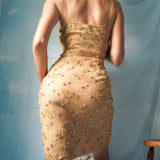 Vintage 90's beaded layered mini dress.