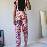 Vintage 80’s Bright Abstract Suspender Trousers (25-26”)