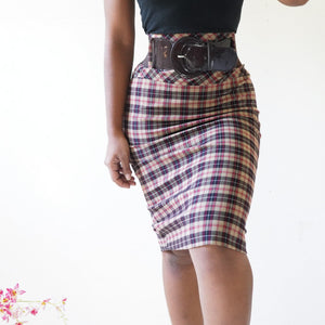 Vintage 90’s Plaid Stretchy High Waist Skirt (M)