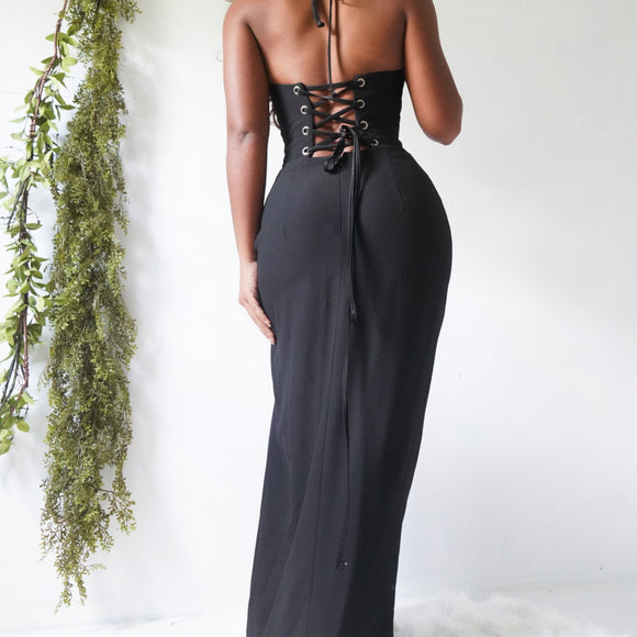 Vintage 90’s Lace Up Back Evening Gown (M)