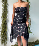 Vintage 90’s Mesh Embroidered Floral Strapless Dress (M)