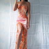 Vintage Y2K Floral Lace Detail Corset Gown (S)