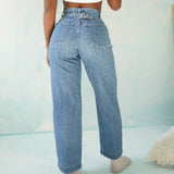 Vintage 90’s Buckle Back Wide Leg Jeans (25”)