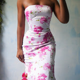 Vintage Y2K Floral Strapless Gown (XS)