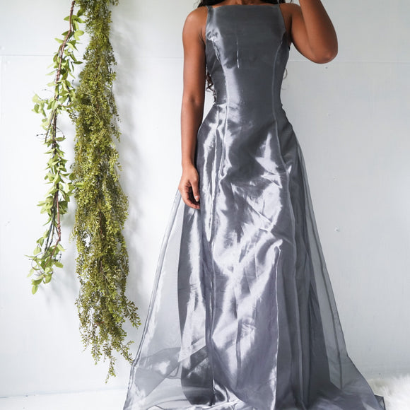 Vintage 90’s Metallic Gray Gown (S)