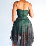 Vintage Y2K Green Sparkle Layered Dress (XS/S)