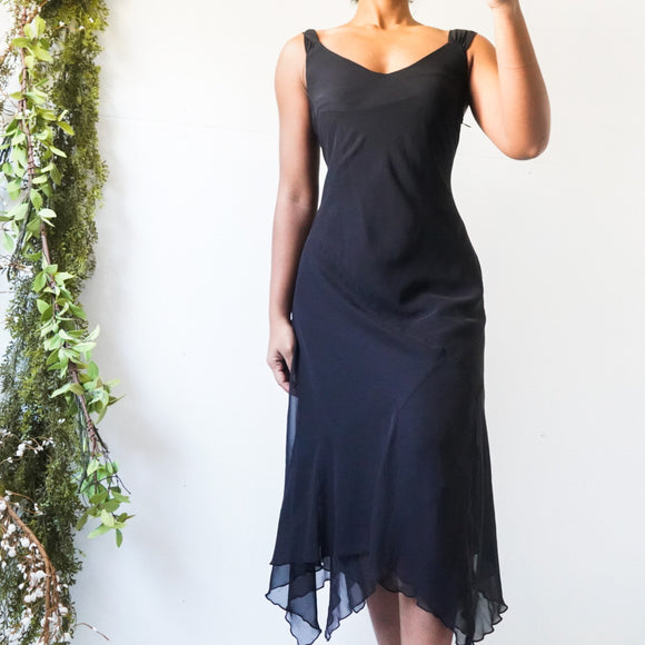 Vintage Y2K Staple Black Slip Dress (M)